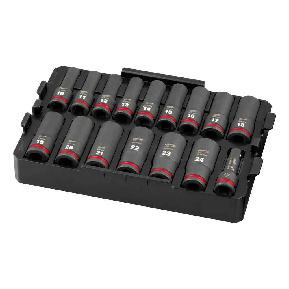 ชุดลูกบล็อกกระแทก 1/2" (16 ชิ้น) พร้อมถาดรอง MILWAUKEE รุ่น 49-66-6818