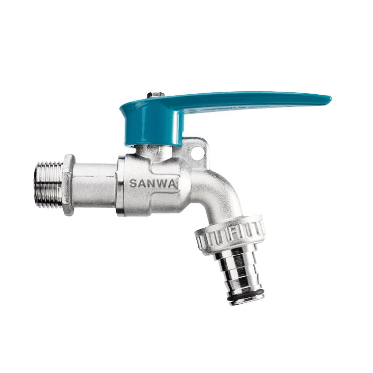 ก๊อกบอลสนามกุญแจ SANWA 1/2" ด้ามฟ้า