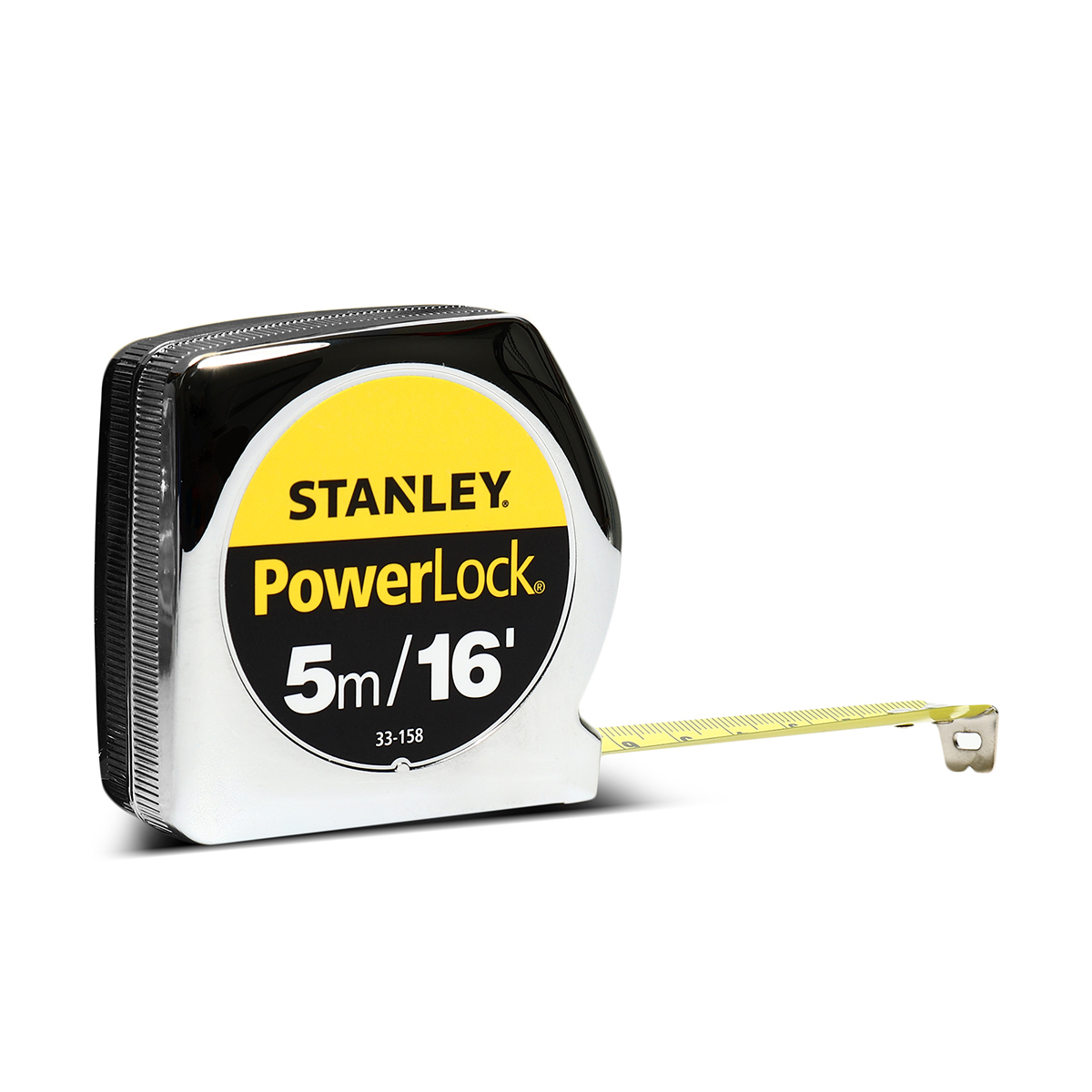 ตลับเมตรชุบขาว STANLEY POWER LOCK 5 เมตร 33-158 *มีใบรับรอง*
