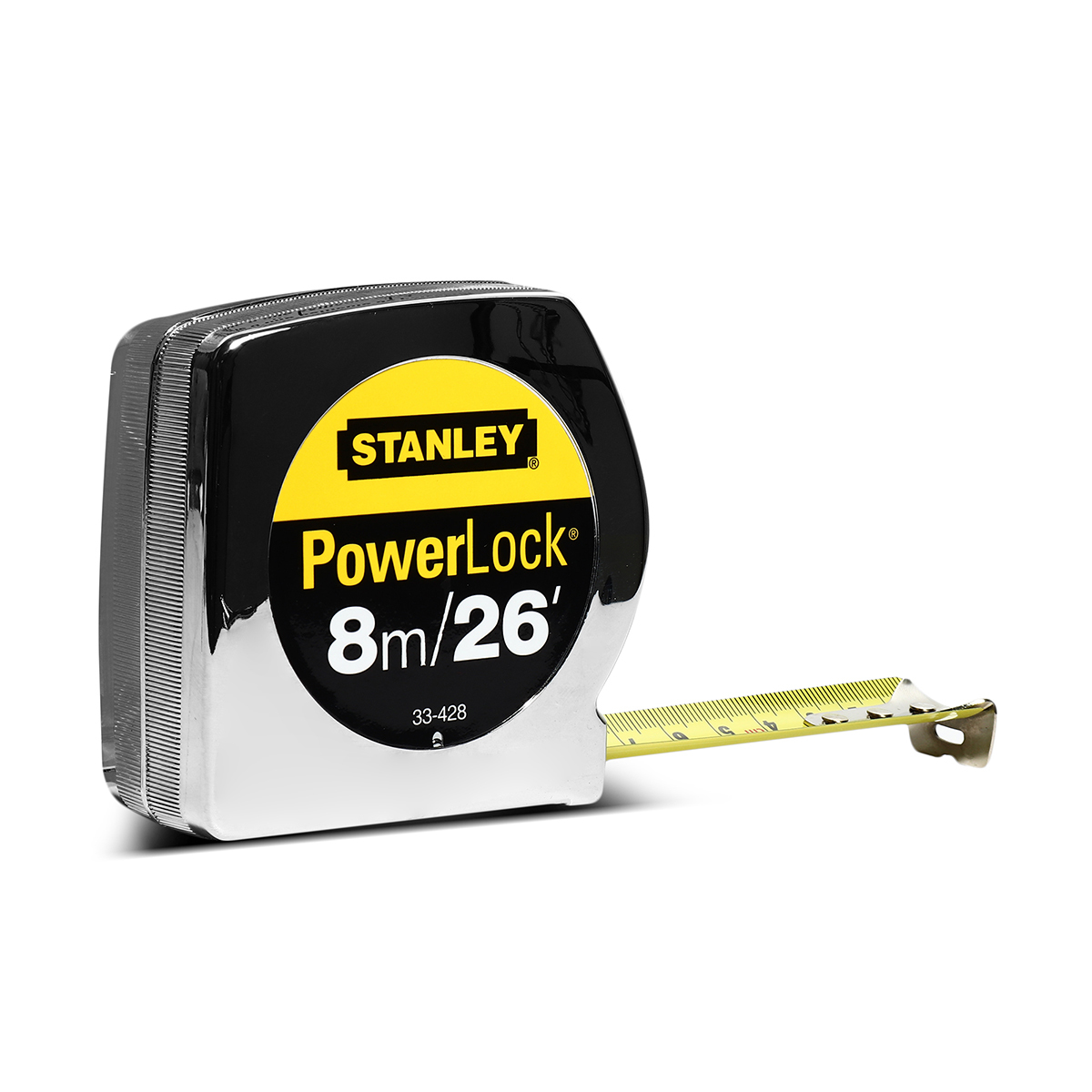 ตลับเมตรชุบขาว STANLEY POWER LOCK 8 เมตร 33-428 *มีใบรับรอง*