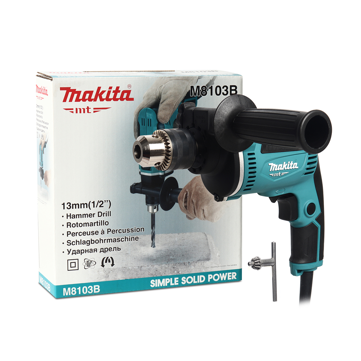 MAKITA Hammer Drill Size 13 MM (1/2 IN) Model M8103B Continuous Rating Input 430 W, No Load Speed 0 - 3000 RPM, Euro Type (MT-Series) price ฿1,452