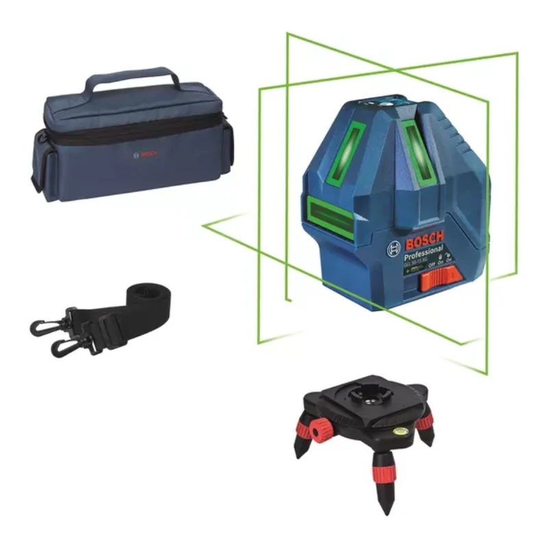 เลเซอร์กำหนดแนว 5 เส้น ระบบควบคุม HMI IP54 เลเซอร์สีเขียว BOSCH รุ่น GLL 50-15 XG ราคา ฿5,936