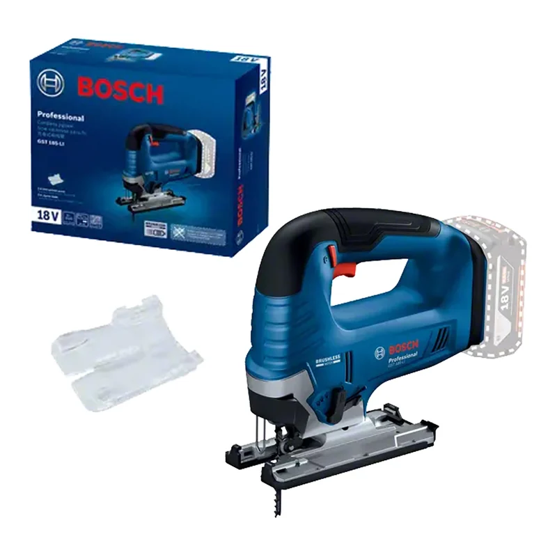 เครื่องเลื่อยจิ๊กซอว์ไร้สาย 18 V BOSCH รุ่น GST 185 LI (SOLO) Brushless Motor ใบจิ๊กซอว์ T111 C 1 ใบ + กล่องพลาสติก ราคา ฿4,904