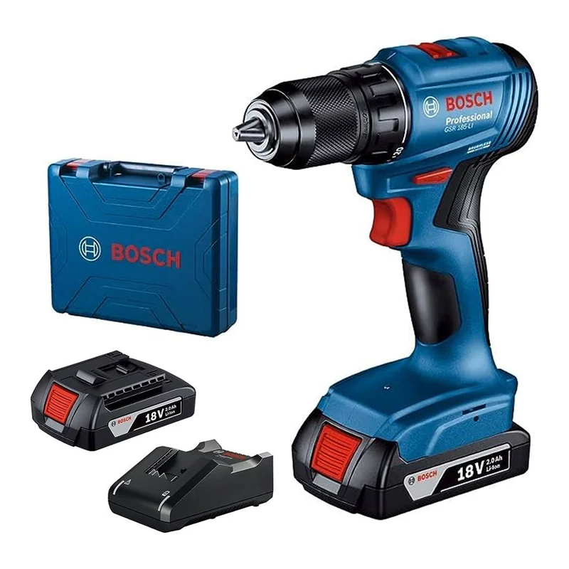สว่านกระแทกไร้สาย 4 หุน 18V BOSCH รุ่น GSB 185-LI Brushless Motor แบต 1 ก้อน 2.0 Ah + แท่นชาร์จ + กล่องเครื่องมือ ราคา ฿4,768