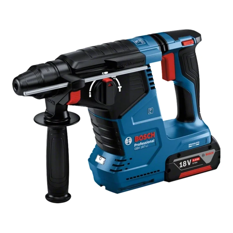 สว่านโรตารี่ไร้สายขนาด 24 ม.ม. 18V BOSCH รุ่น GBH 187 LI Brushless Motor แบต 4Ah 2 ก้อน + GAL 18V-40 ราคา ฿12,280