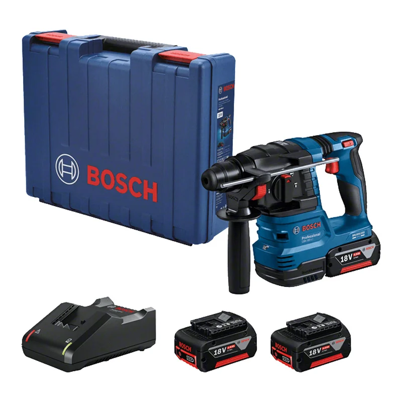 สว่านโรตารี่ไร้สายขนาด 22 ม.ม. 18 V BOSCH รุ่น GBH 185 LI Brushless Motor แบต 4Ah 2 ก้อน + GAL 18V-40 ราคา ฿9,680