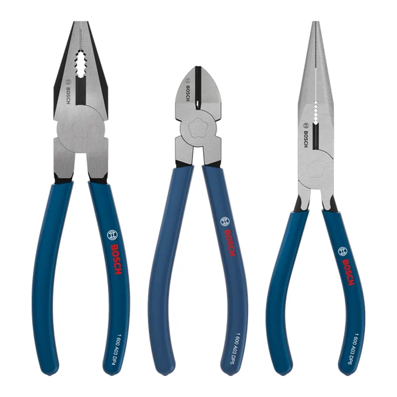 ชุด คีมปากแหลม + คีมปากตรง + คีมปากเฉียง / ด้ามจับกันลื่น BOSCH Pliers Set 3-Piece Dipped Non-slip Handles ราคา ฿1,224