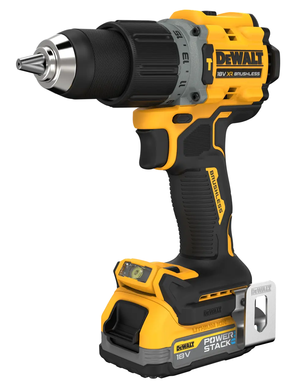 สว่านกระแทก ไร้สาย ไร้แปรงถ่าน 20V Max พร้อมแบตเตอรี่ Powerstack 1.7 Ah DEWALT รุ่น DCD805E1T-B1 ราคา ฿7,920