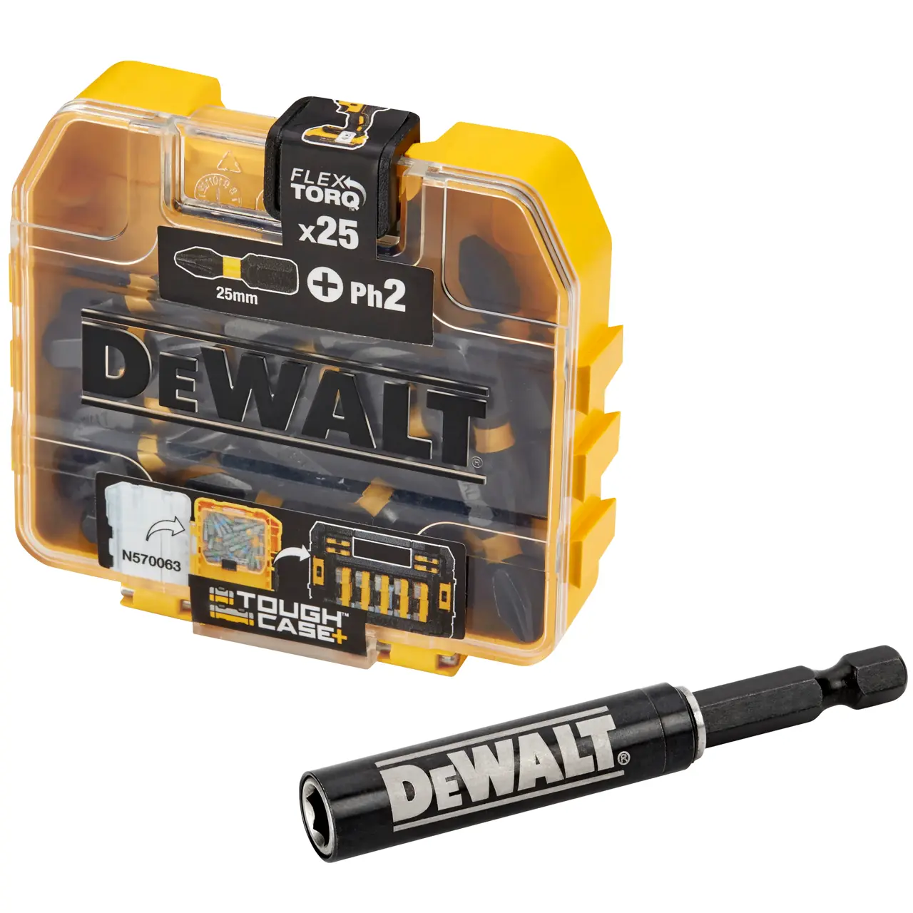 ชุดดอกไขควง PH2 Flextorq จำนวน 25 ชิ้น+ปลอกแม่เหล็ก DEWALT รุ่น DT71910-QZ ราคา ฿337.8