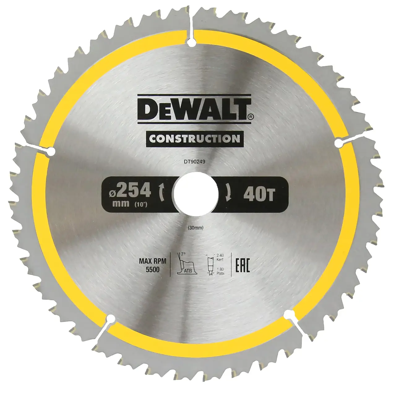 ใบเลื่อยวงเดือนตัดไม้ ขนาด 254 มม. 40T DEWALT รุ่น DT90249 ราคา ฿612