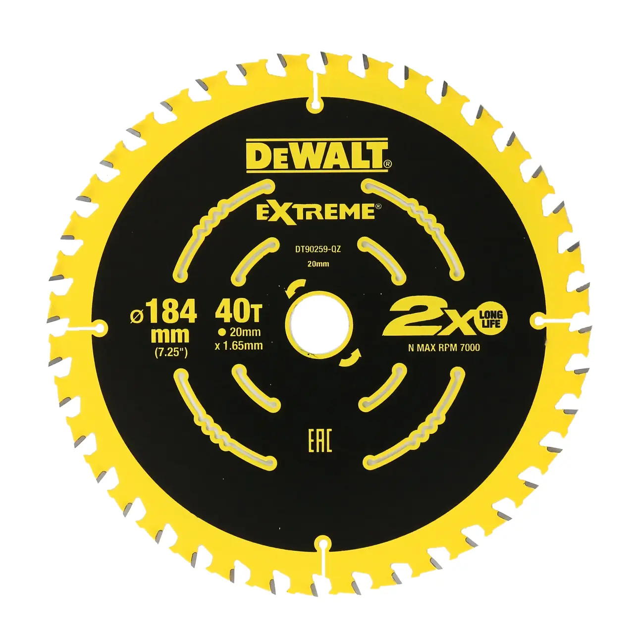 ใบตัด Circular saw ขนาด 184 มม. 40 ฟัน DEWALT รุ่น DT90259-QZ ราคา ฿500.4