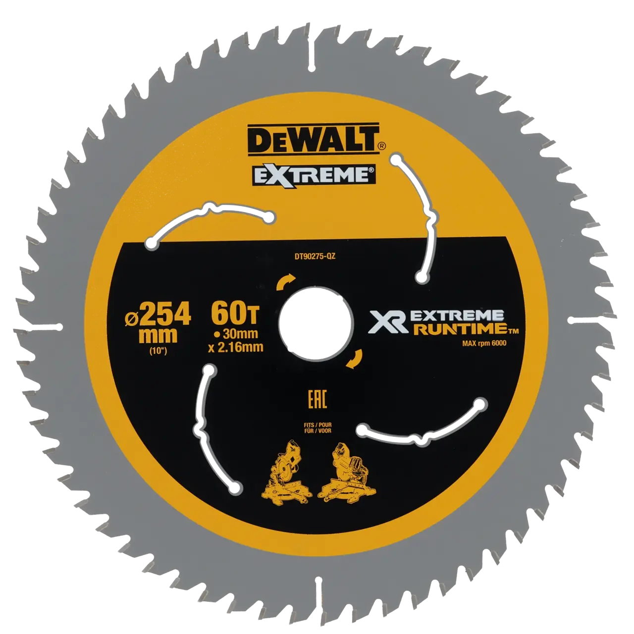 ใบตัด Circular saw ขนาด 254 มม. 60 ฟัน DEWALT รุ่น DT90275-QZ ราคา ฿1,254.6