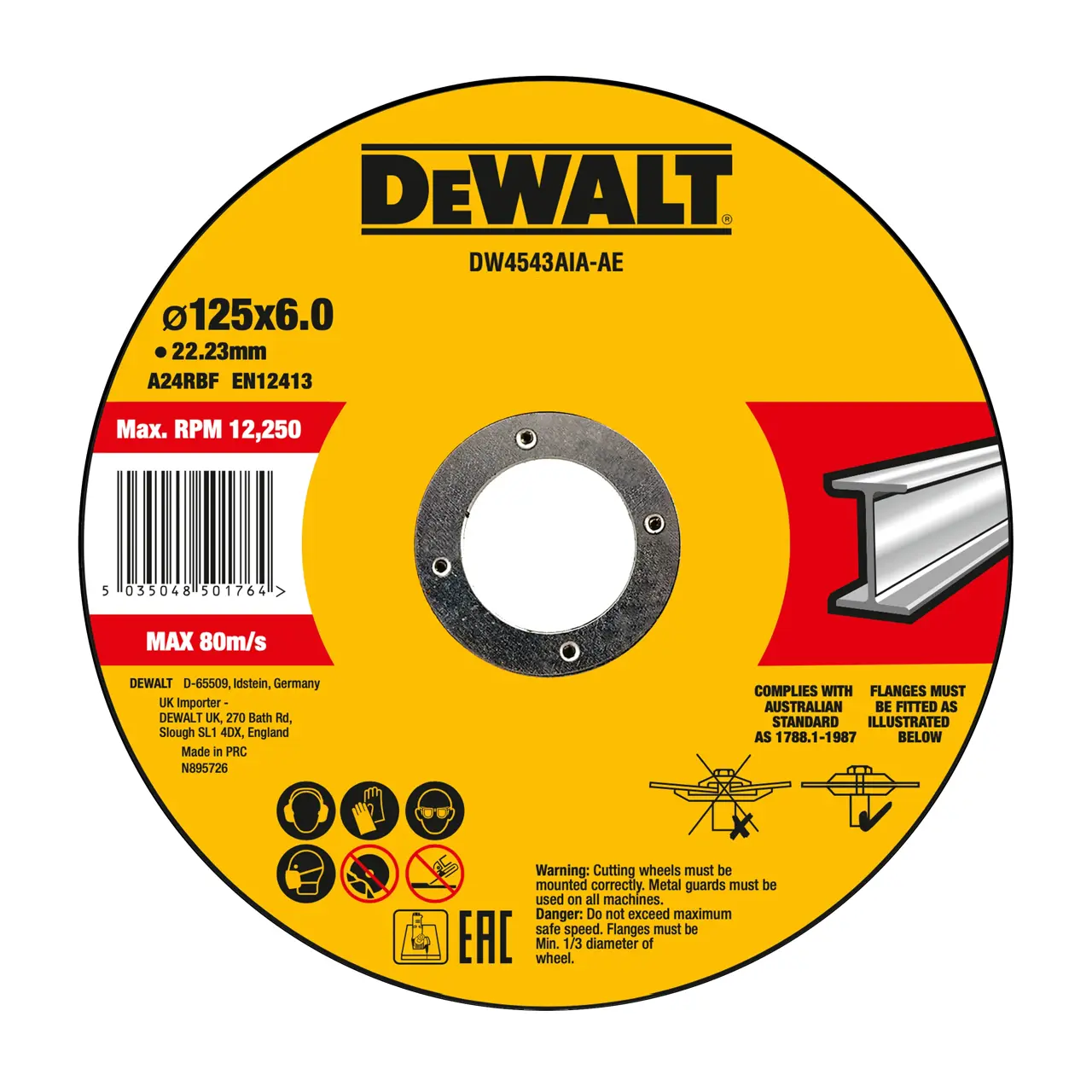 ใบเจียรเหล็ก ขนาด 5 นิ้ว DEWALT รุ่น DW4543AIA-B1 ราคา ฿41.4