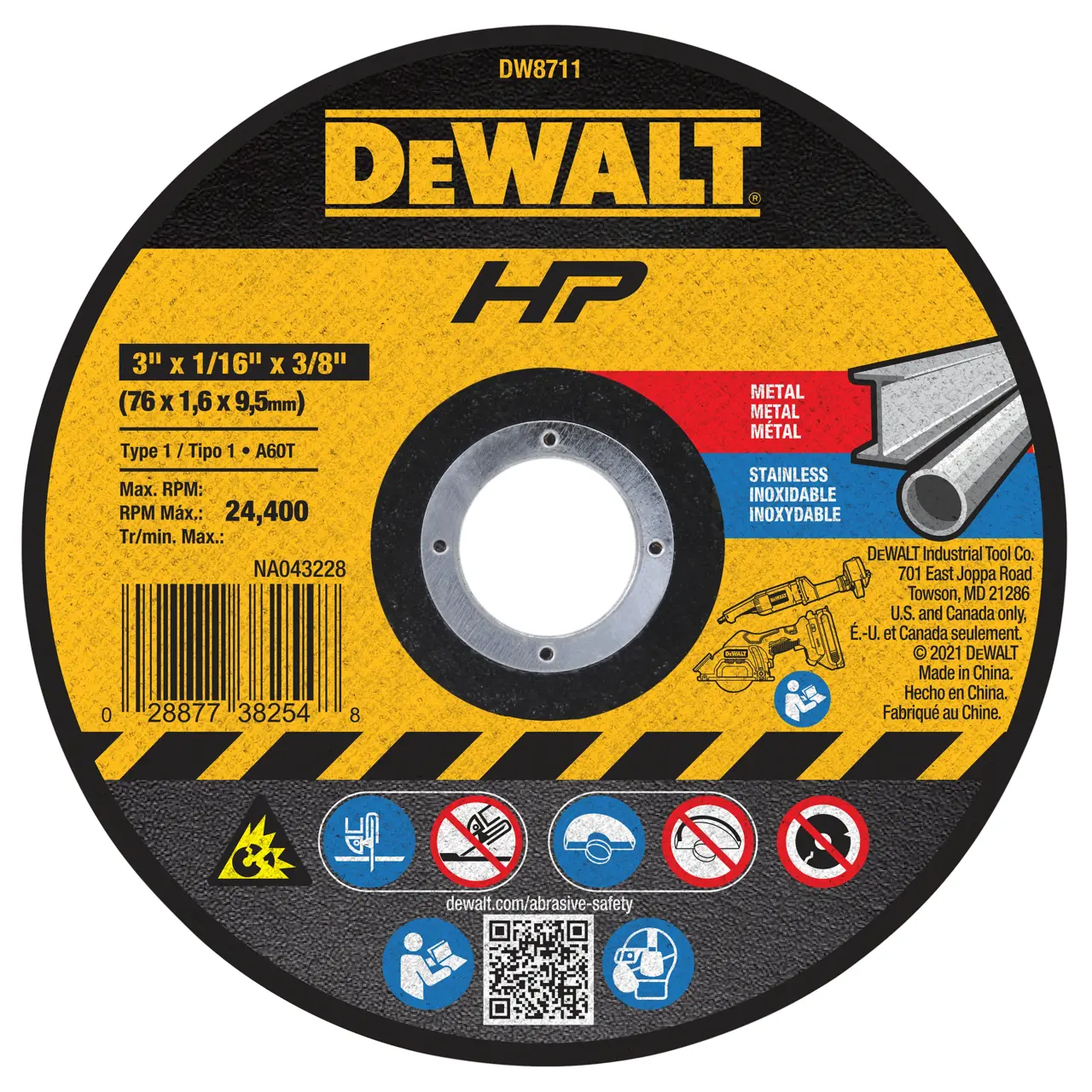 ใบตัดขนาด 3 นิ้ว DEWALT รุ่น DW8711 ราคา ฿48