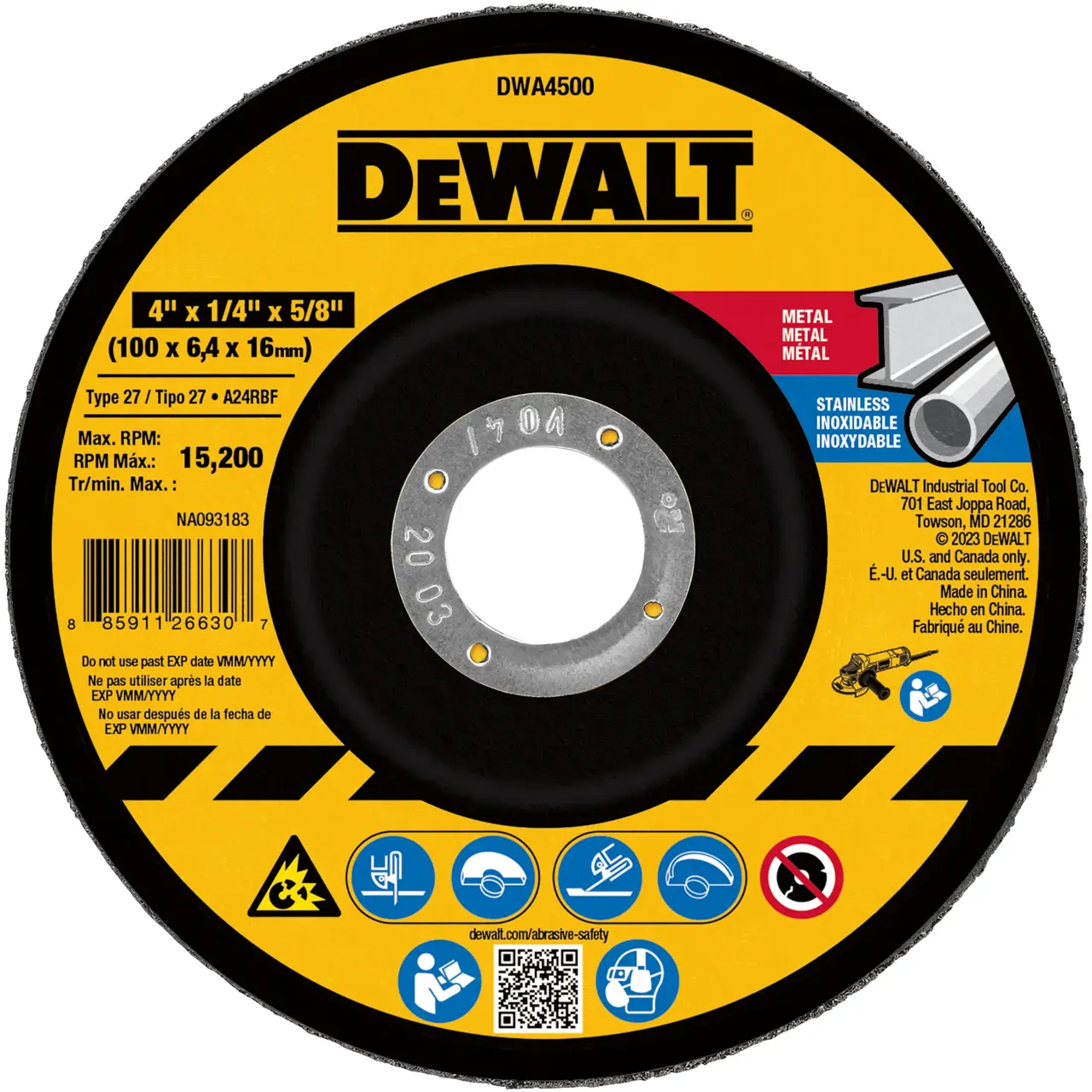 ใบเจียร 100x6.0x16mm 4 นิ้ว DEWALT รุ่น DWA4500-B1 ราคา ฿25.8