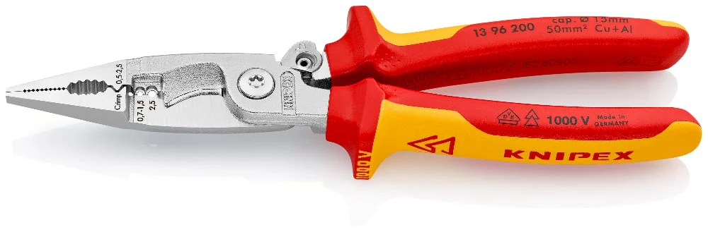 คีมปากรวมสำหรับงานไฟฟ้า KNIPEX 8" รุ่น 1396200 ราคา ฿2,435.76