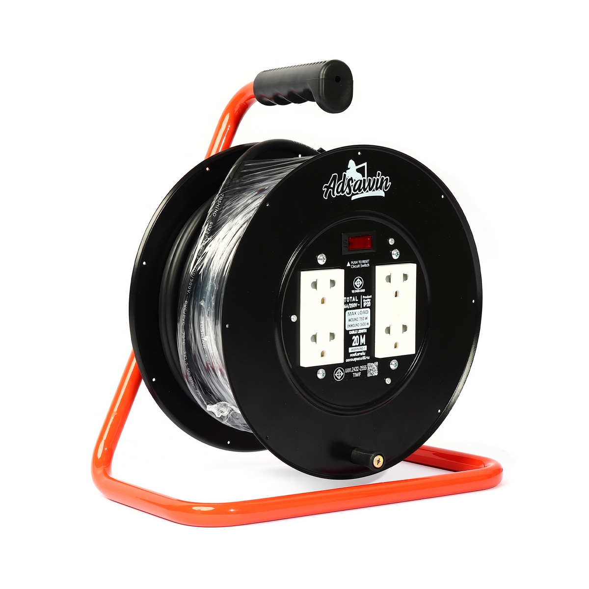 ล้อเก็บสายไฟ VCT3X1.5SQMM(BK) ADSAWIN รุ่น GF315-20M ราคา ฿1,740