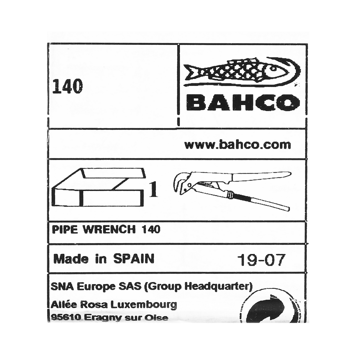 ประแจจับท่อ BAHCO ขนาด 3/4"(140) BAHCO รุ่น 3010 รูปที่ 5
