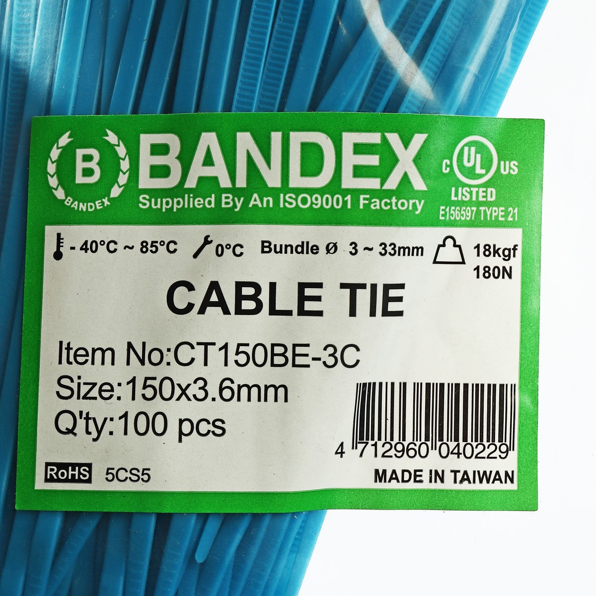 เคเบิ้ลไทร์ 6" น้ำเงิน(100 เส้น) CT150BE-3C BANDEX รุ่น 0120 รูปที่ 4