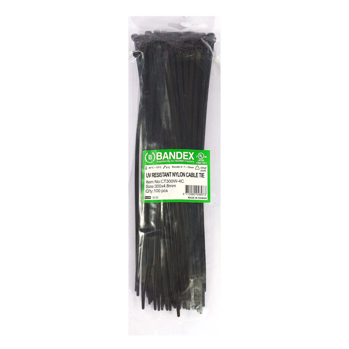 เคเบิ้ลไทร์กันยูวีดำ 12"(100P) CT-300W-4C BANDEX รุ่น 0835 ราคา ฿312