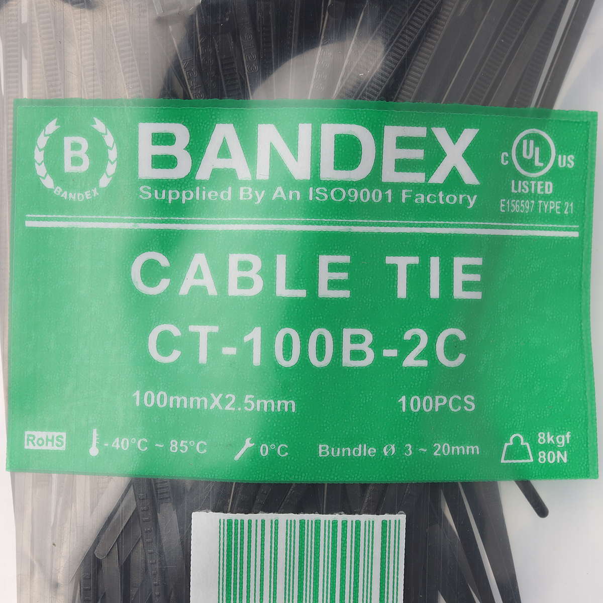 เคเบิ้ลไทร์ 4" ดำ(100 เส้น/PACK) CT-100B-2C BANDEX รุ่น B091-CT100-2B2 รูปที่ 3