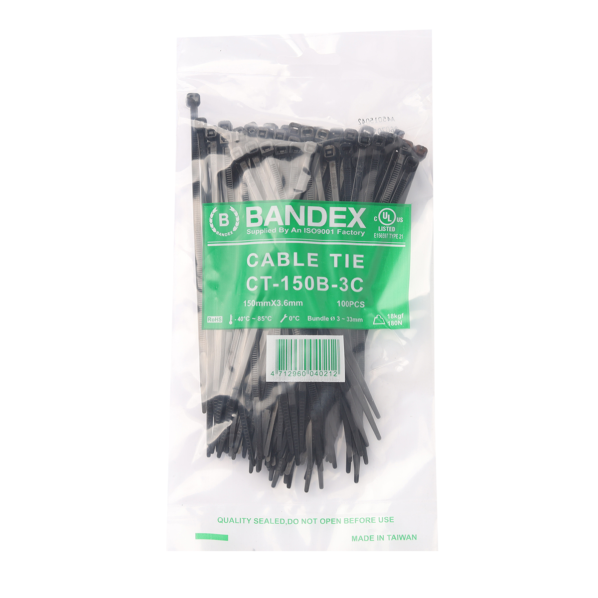 เคเบิ้ลไทร์ 6" ดำ(100 เส้น/PACK) CT-150B-3C BANDEX รุ่น B091-CT150-3B ราคา ฿51.6