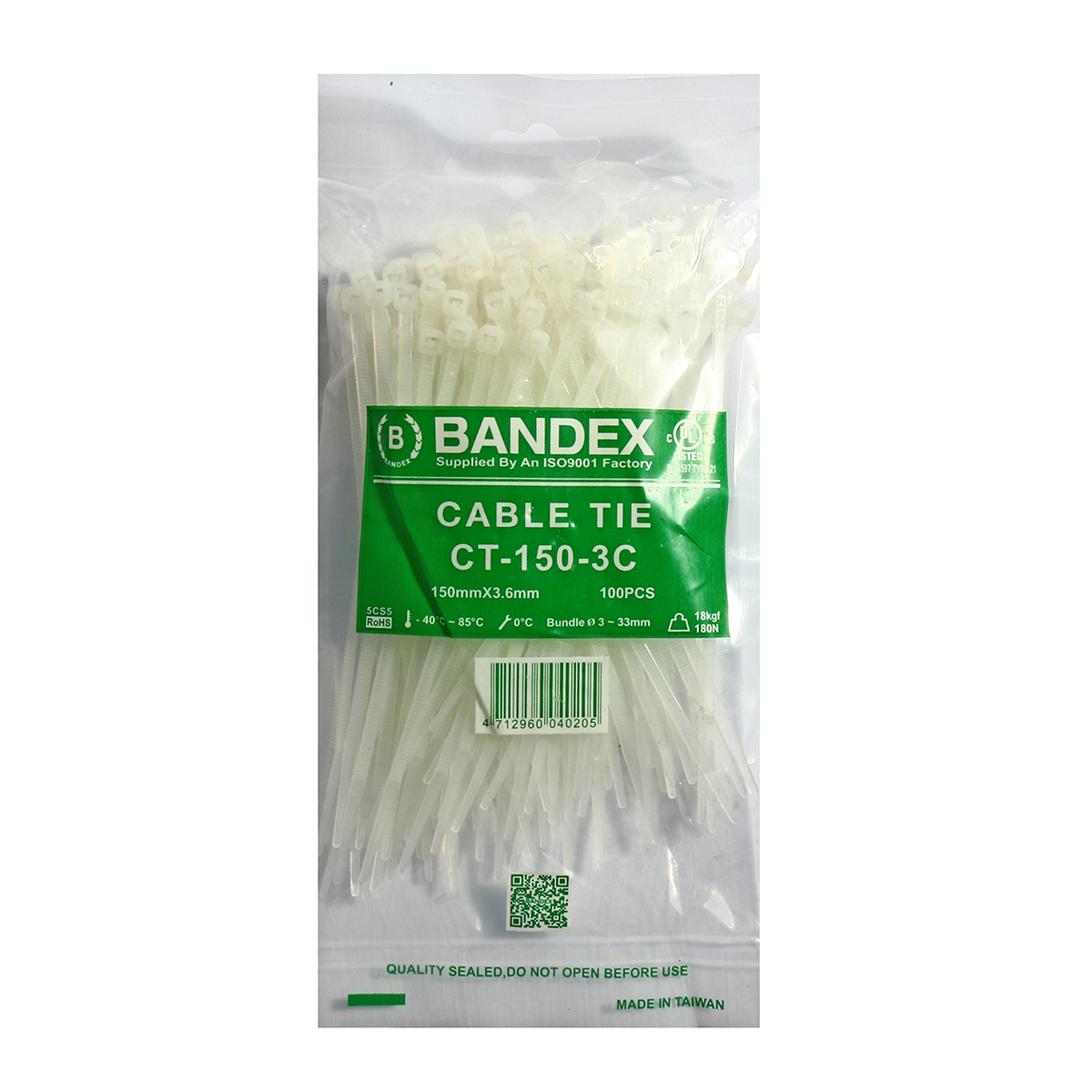 เคเบิ้ลไทร์ 6" ขาว(100 เส้น/PACK) CT-150-3C BANDEX รุ่น B091-CT150-3C ราคา ฿51.6