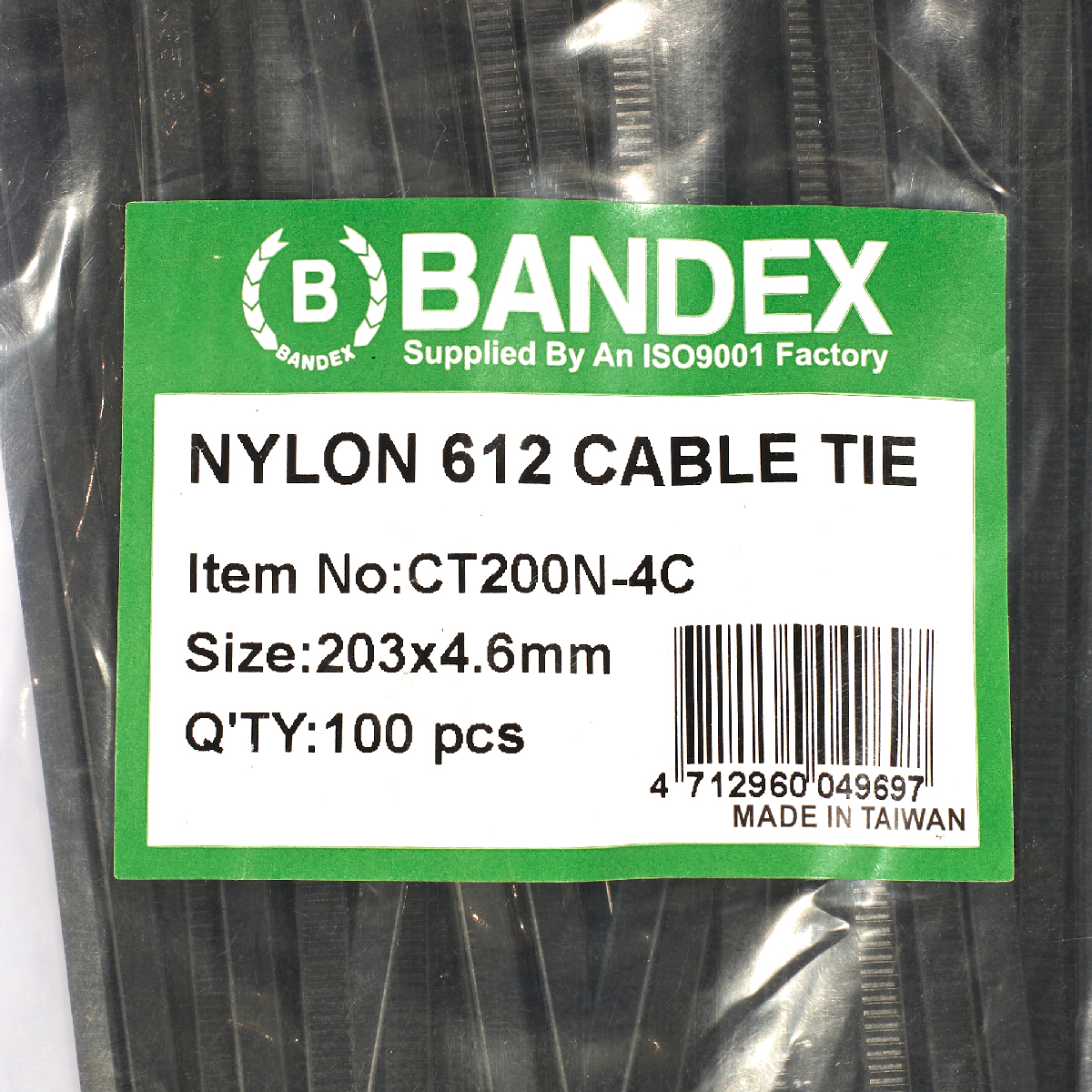 เคเบิ้ลไทร์งานโซลาร์ 8" 100PCS CT200N-4C BANDEX รุ่น CT200N4C รูปที่ 2