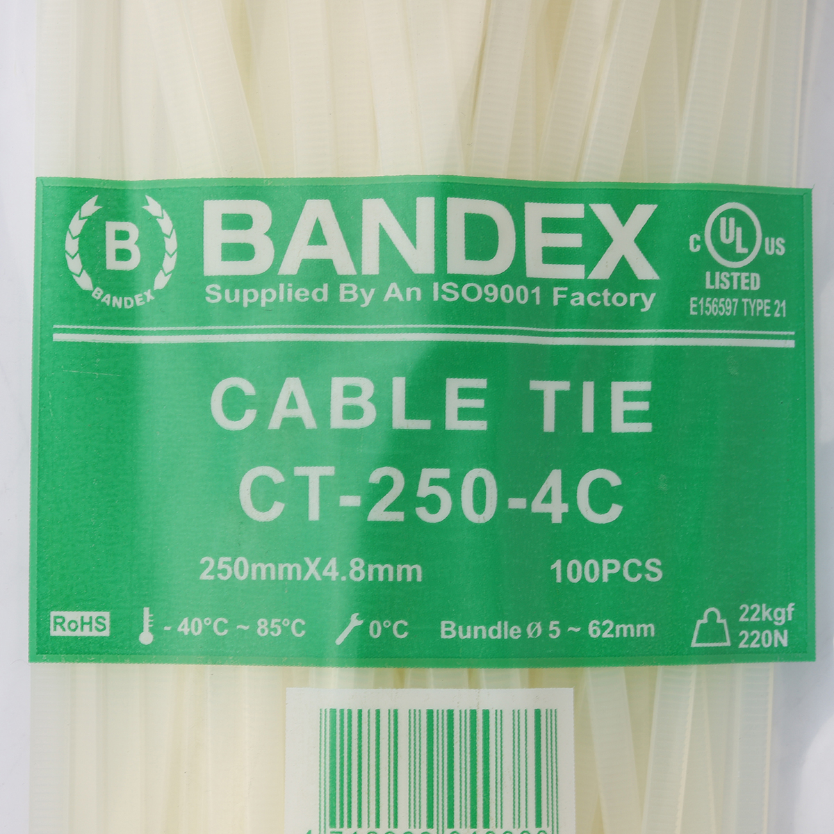 เคเบิ้ลไทร์ 10" ขาว(100 เส้น/PACK) CT-250-4C BANDEX รุ่น B091-CT250-4C รูปที่ 3