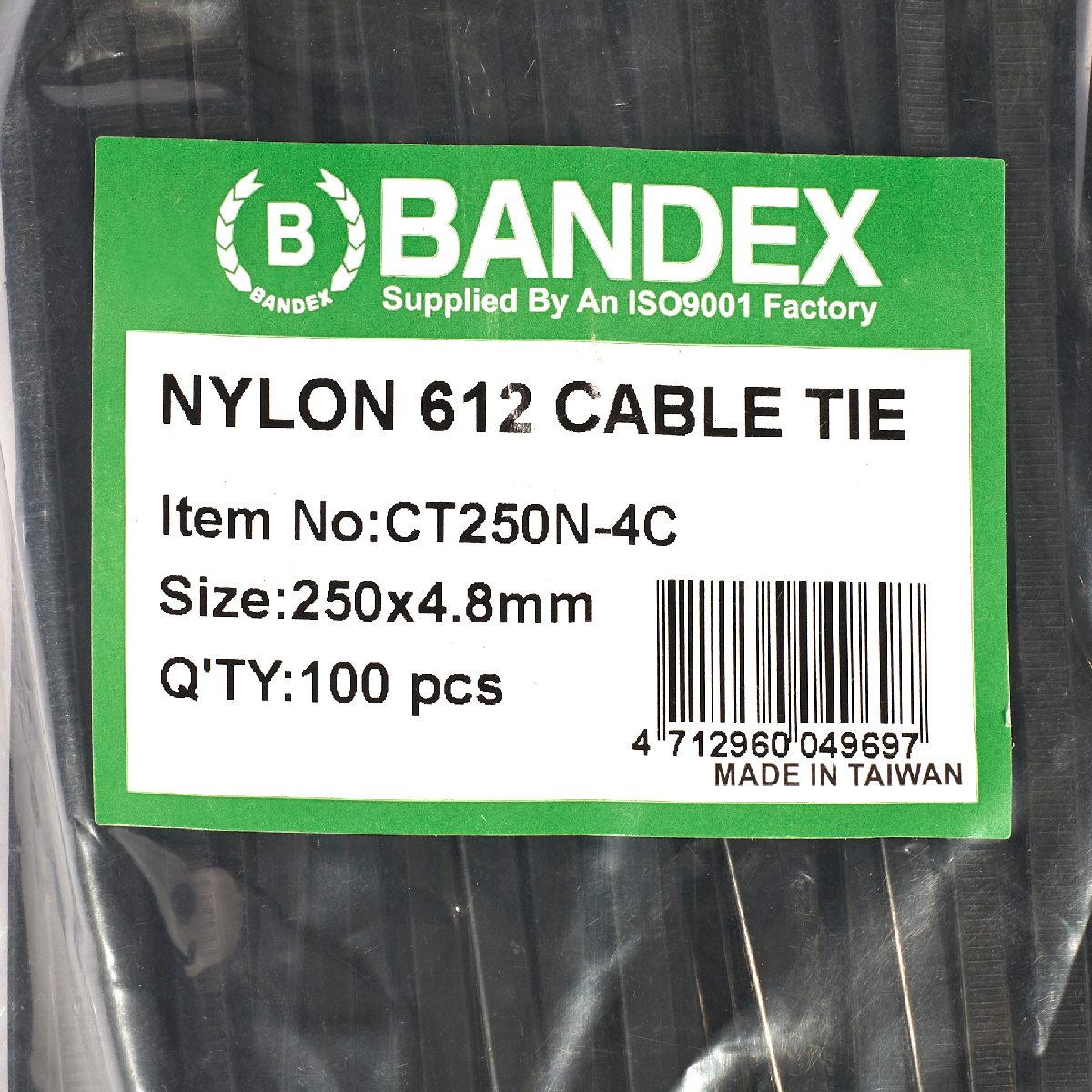เคเบิ้ลไทร์งานโซลาร์ 10" 100PCS CT250N-4C BANDEX รุ่น CT250N4C รูปที่ 2