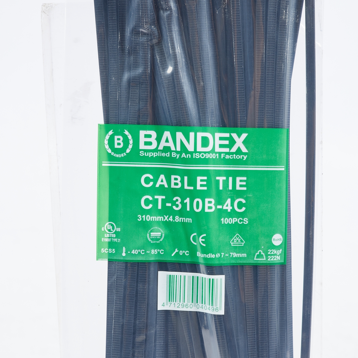 เคเบิ้ลไทร์ 12" ดำ(100 เส้น/PACK) CT-310B-4C BANDEX รุ่น B091-CT310-4B รูปที่ 2