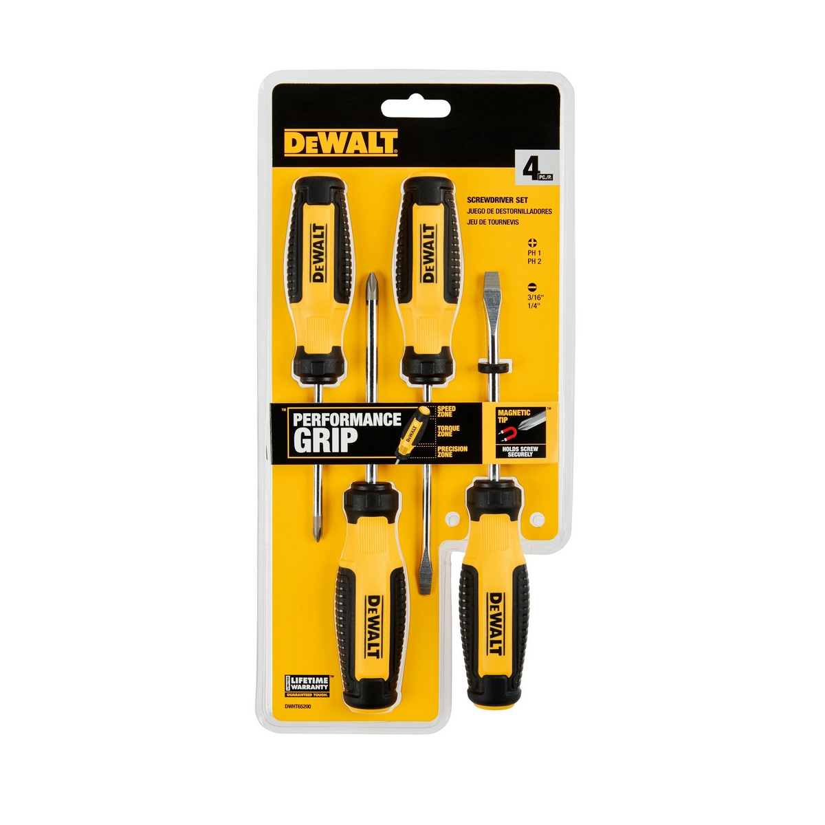 ชุดไขควง4ชิ้น (PH1,PH2 หัวแบน3/16",1/4") DEWALT รุ่น DWHT65200 รูปที่ 3