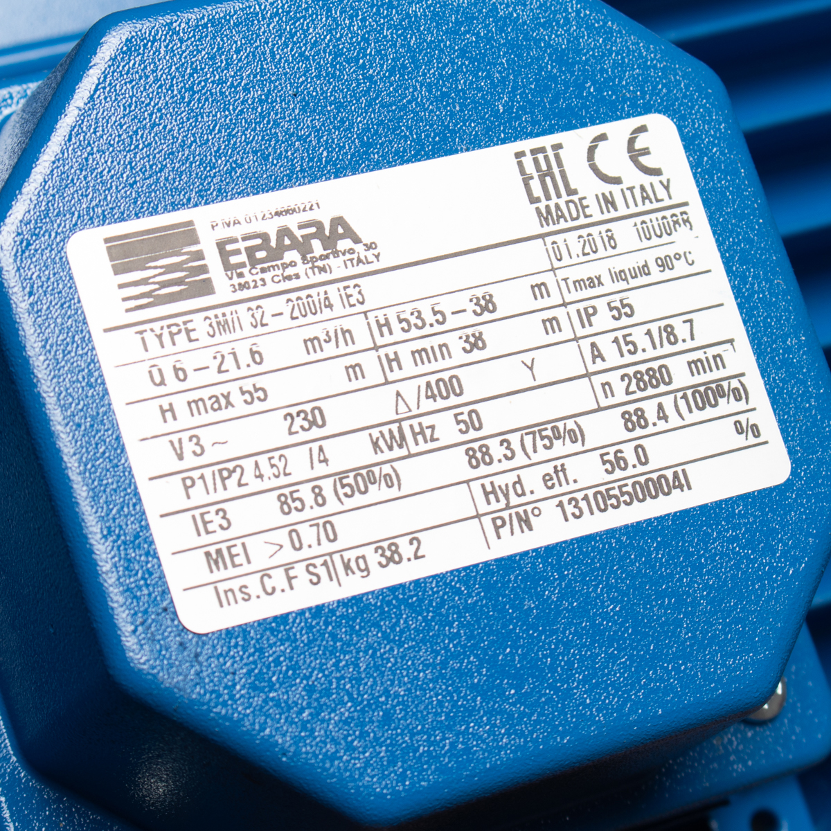 ปั๊มสแตนเลส - 3สาย EBARA รุ่น 3M 32-200/4.0 รูปที่ 3
