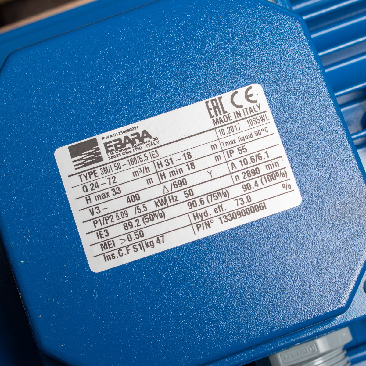 ปั๊มสแตนเลส - 3สาย EBARA รุ่น 3M 50-160/5.5 รูปที่ 3
