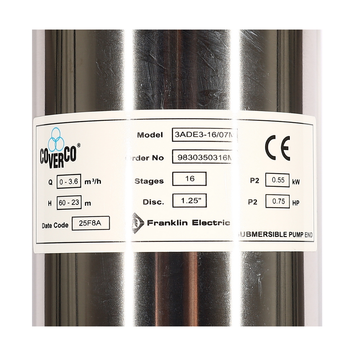 ปั๊มและมอเตอร์ 3" 3ADE3-16/07M0.75HP FRANKLIN COVERCO รูปที่ 5