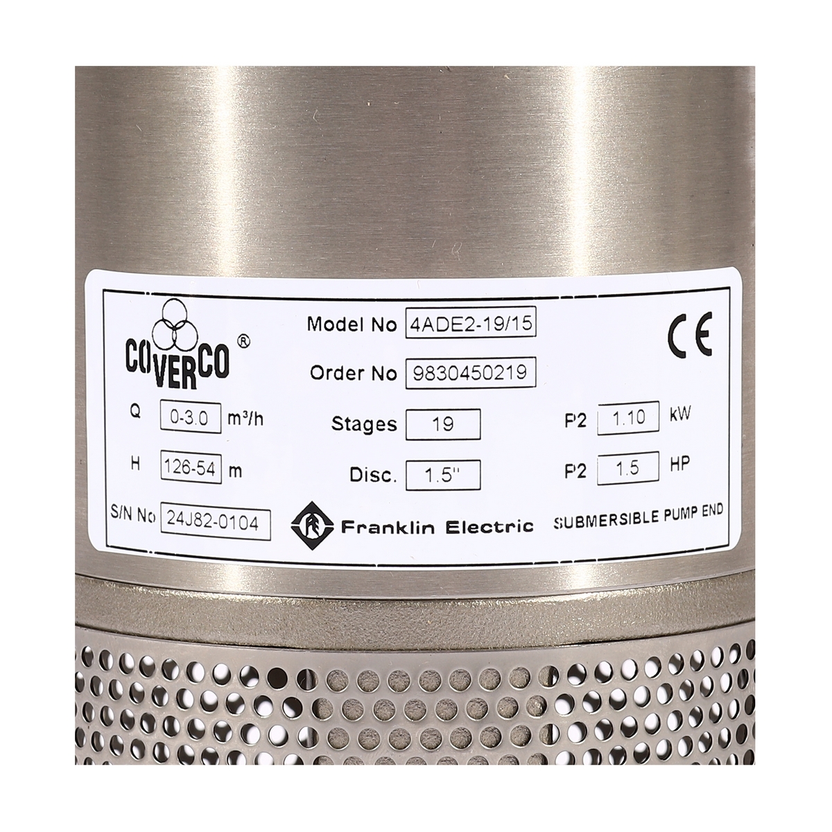 เฉพาะปั๊มบาดาล 4" 4ADE2-19/15 1.5 HP FRANKLIN COVERCO รูปที่ 5