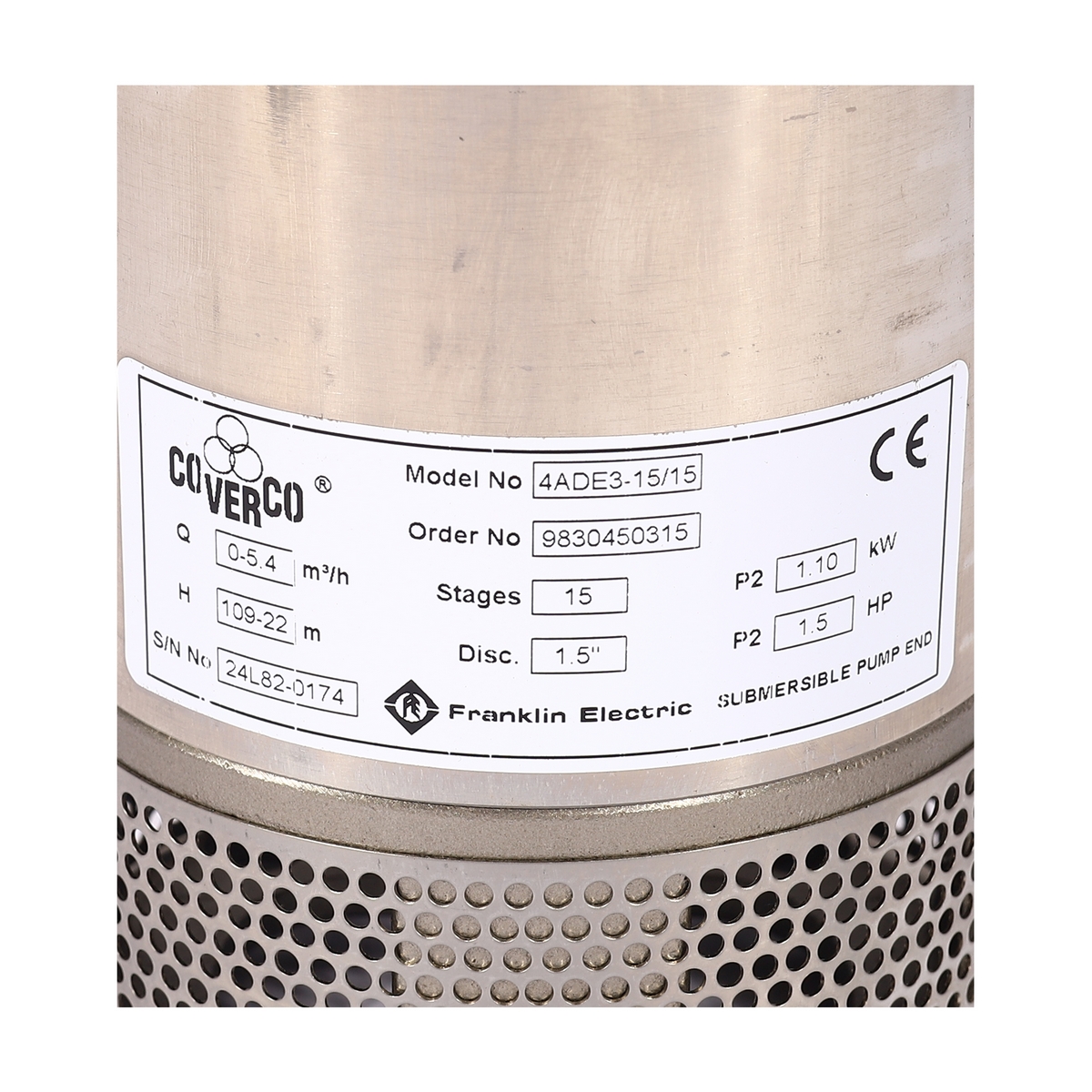 เฉพาะปั๊มบาดาล 4" 4ADE3-15/15 1.5 HP FRANKLIN COVERCO รูปที่ 5