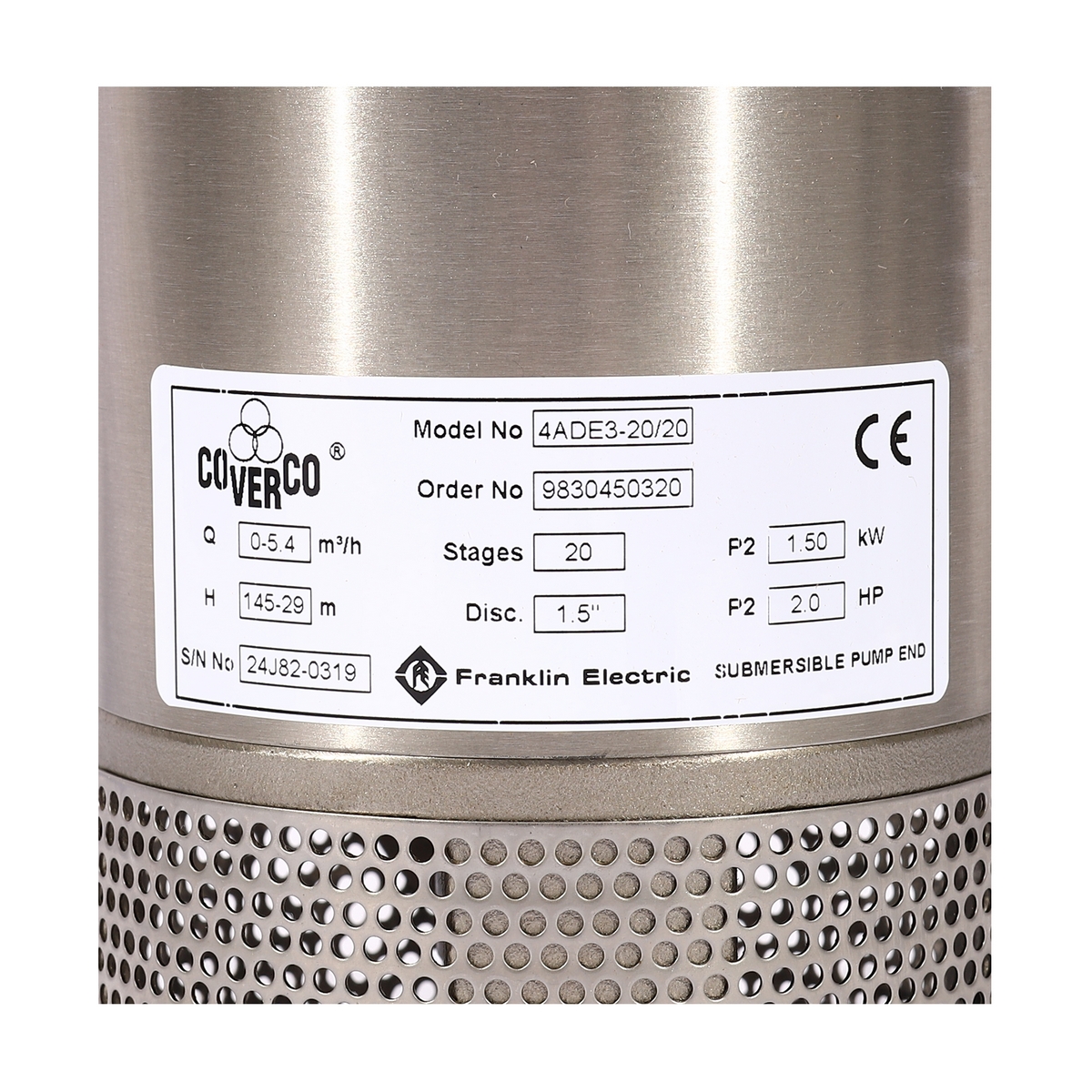 เฉพาะปั๊มบาดาล 4" 4ADE3-20/20 2 HP FRANKLIN COVERCO รูปที่ 5