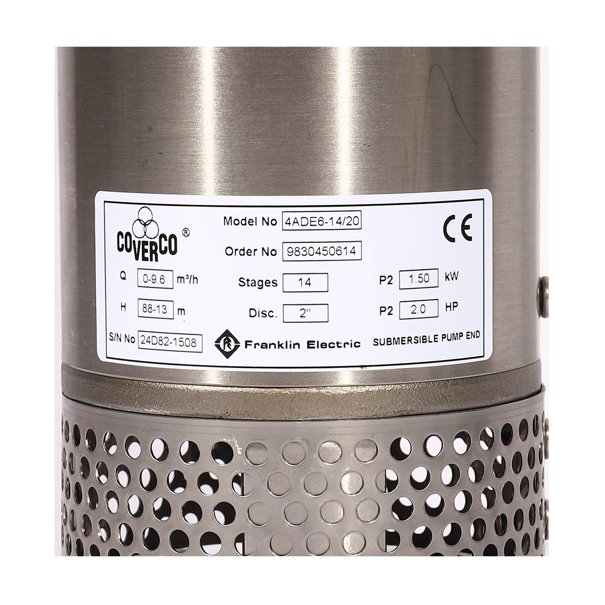 เฉพาะปั๊มบาดาล 4" 4ADE6-14/20 2 HP FRANKLIN COVERCO รูปที่ 5