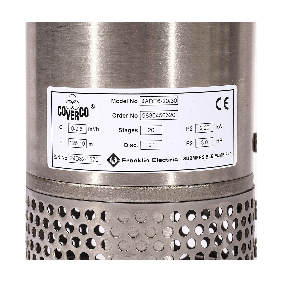 เฉพาะปั๊มบาดาล 4" 4ADE6-20/30 3 HP FRANKLIN COVERCO รูปที่ 5