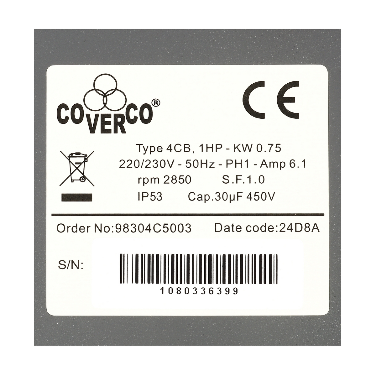 กล่องคอนโทรล CB3W 1HP 220V 50HZ FRANKLIN COVERCO รูปที่ 5