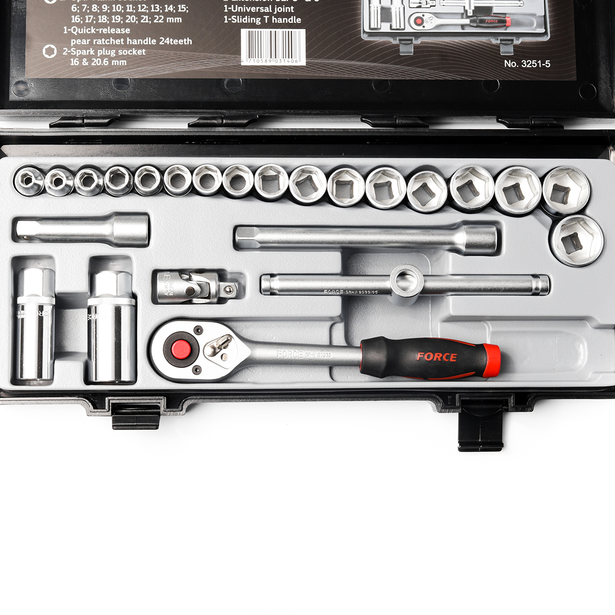 ชุดลูกบ็อกซ์ 3/8" 6เหลี่ยม 24ชิ้น FORCE รุ่น 3251-5 รูปที่ 3