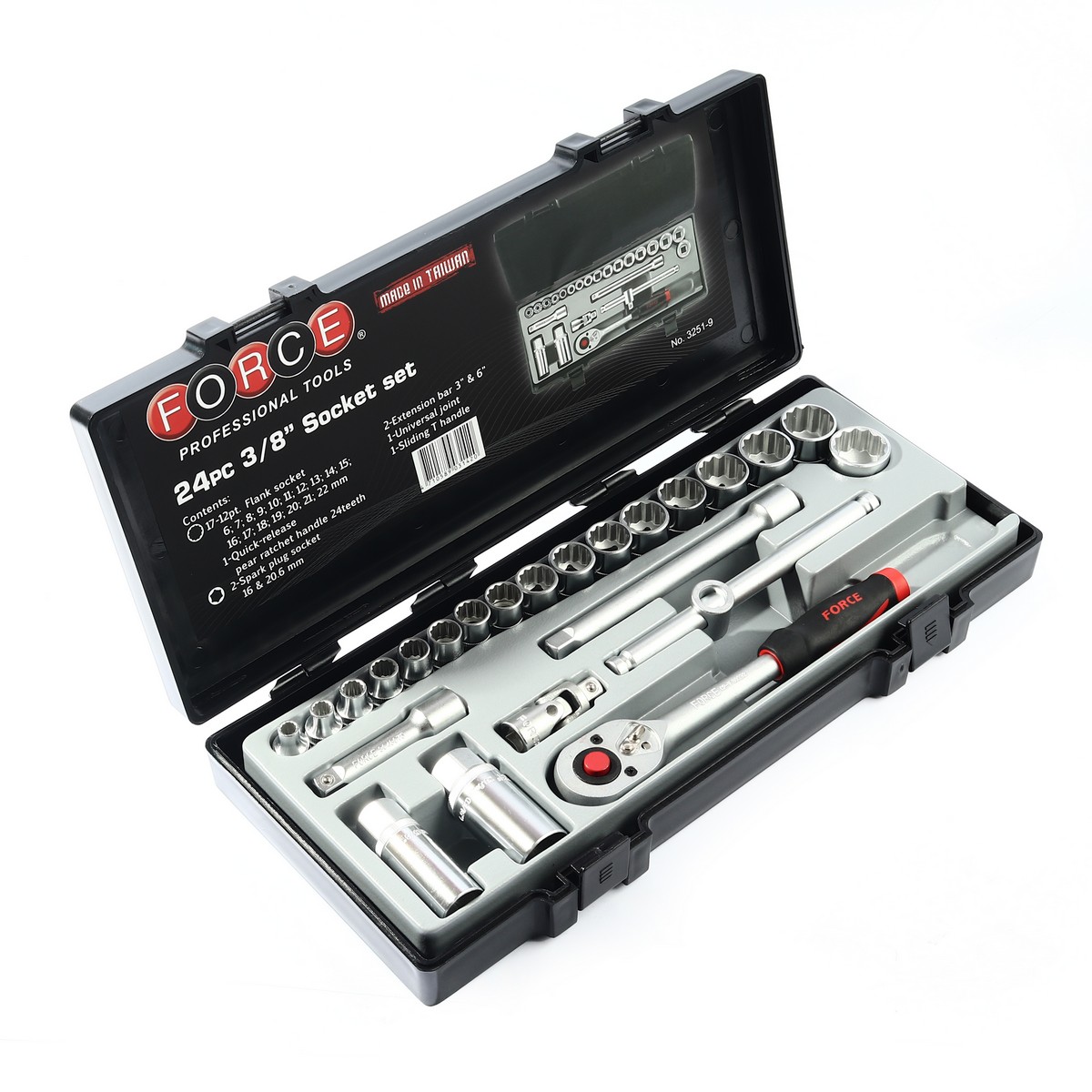 FORCE 24-Piece 12-Point Socket Set 3/8", Model 3251-9 price ฿1,512
