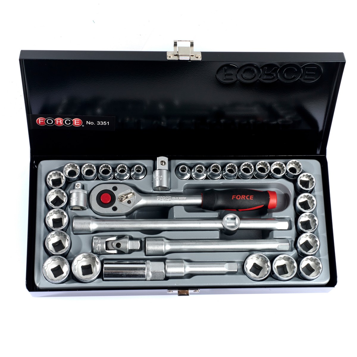 FORCE 3/8" 12PT 35-Piece Socket Set, Metric/Inch, Model 3351 photo 3