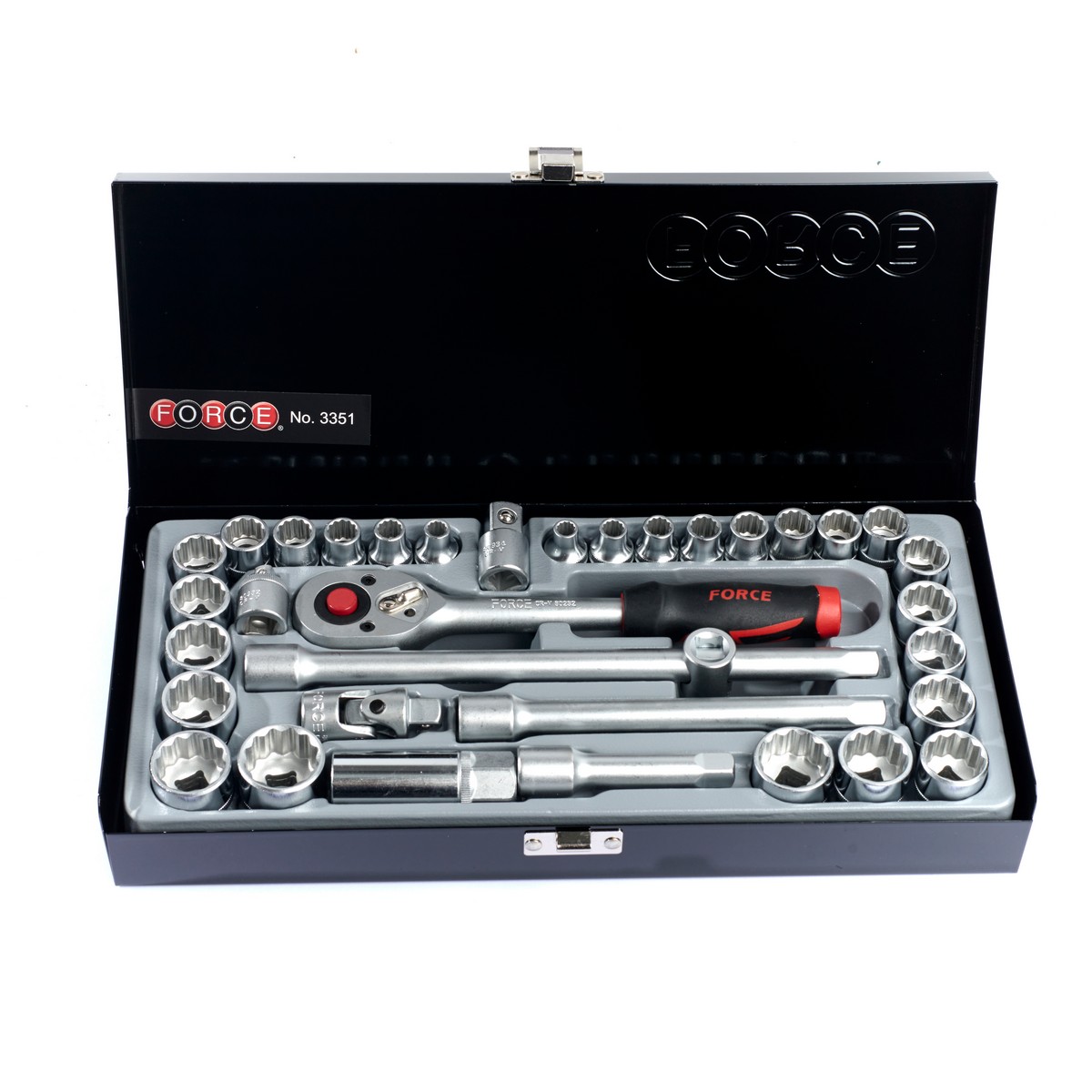 FORCE 3/8" 12PT 35-Piece Socket Set, Metric/Inch, Model 3351 photo 2