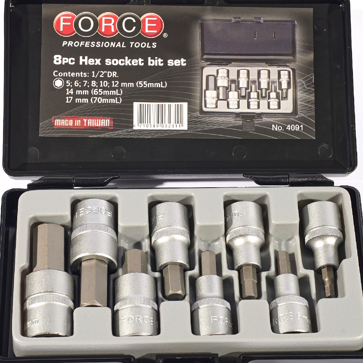 ชุดบ๊อกซ์เดือย 6PT.1/2" 8ชิ้น FORCE รุ่น 4091 รูปที่ 2