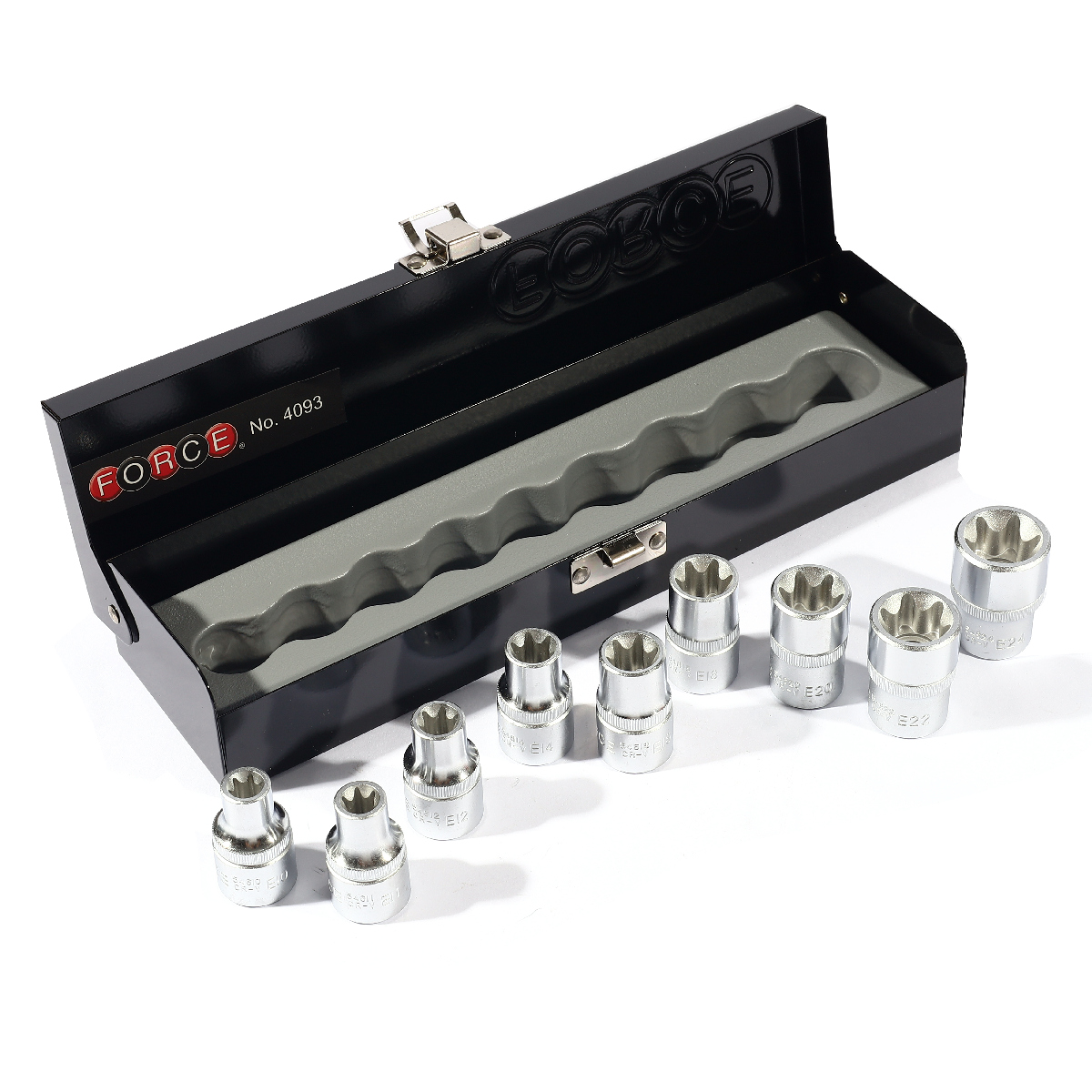 ชุดบ๊อกซ์หัวจีบ 1/2" 9 ชิ้น FORCE รุ่น 4093 รูปที่ 2