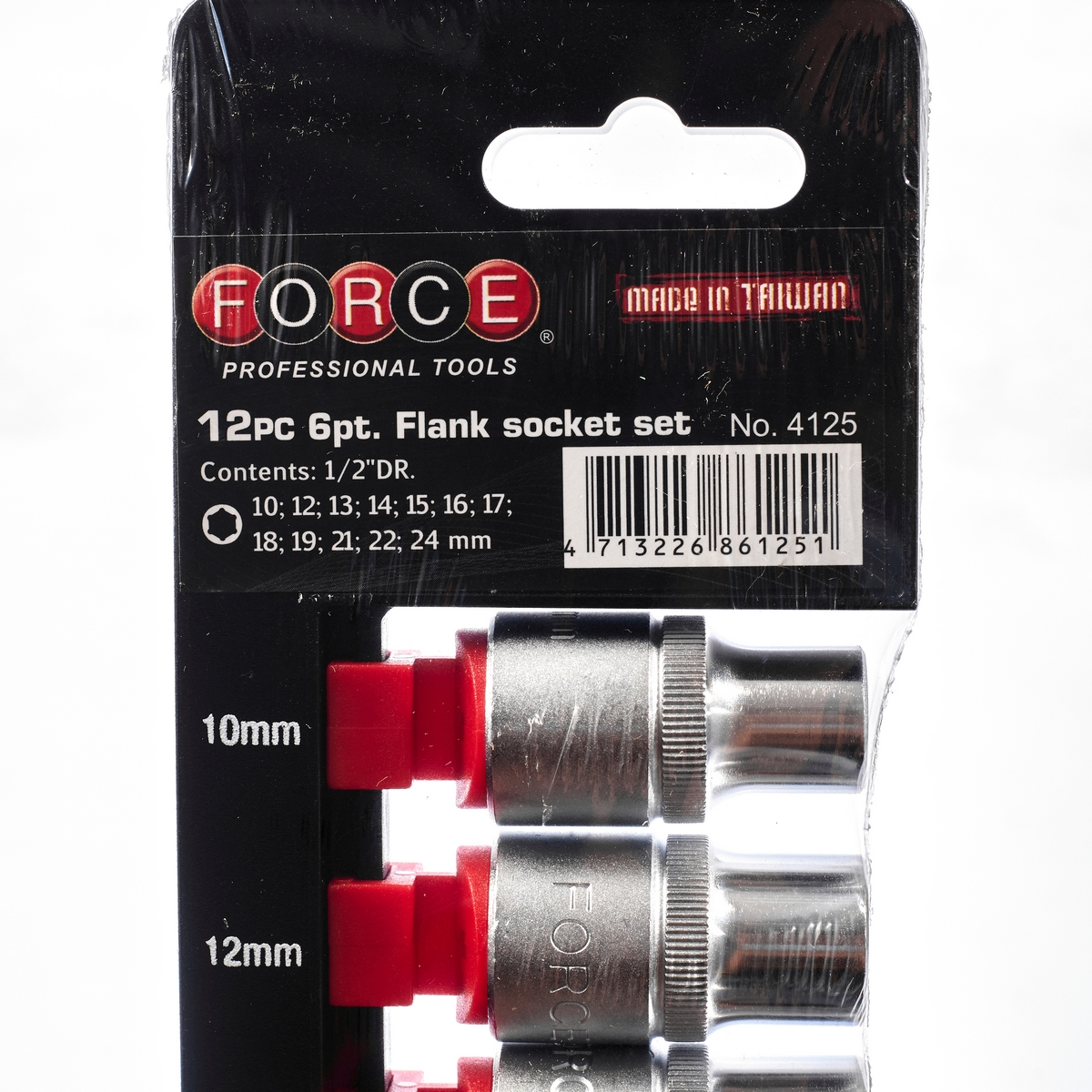 FORCE 12-Piece 1/2" 6-Point Socket Set 10-24mm, Model 4125 photo 4