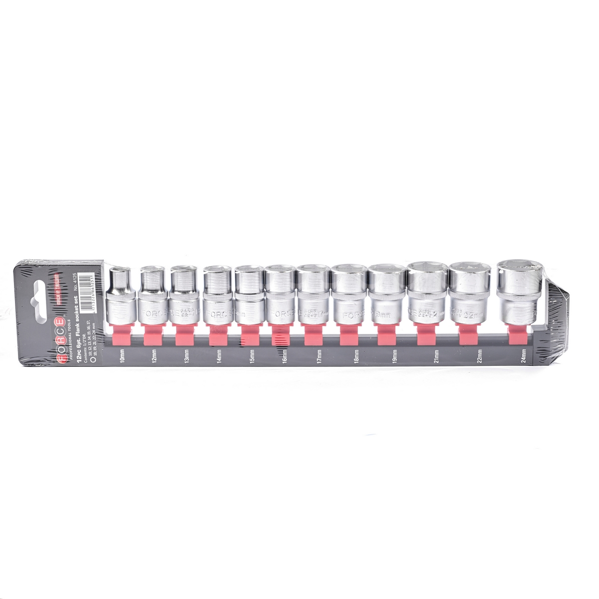 FORCE 12-Piece 1/2" 6-Point Socket Set 10-24mm, Model 4125 photo 3