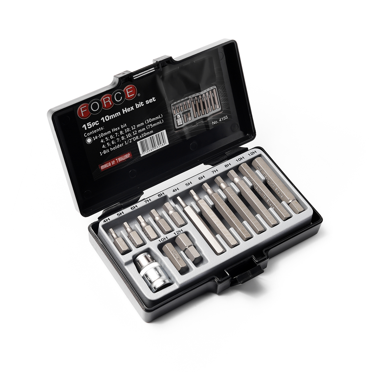 FORCE Hex Bit Set 1/2" 10mm, 15-Piece, Model 4155 price ฿480